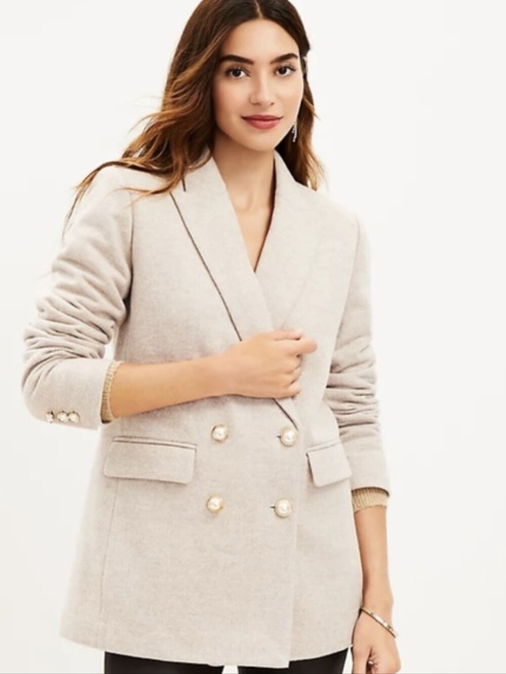 LOFT BRUSHED HERRINGBONE DOUBLE BREASTED BLAZER Sz 10